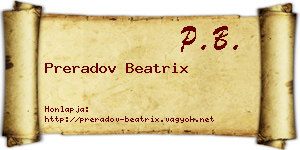 Preradov Beatrix névjegykártya